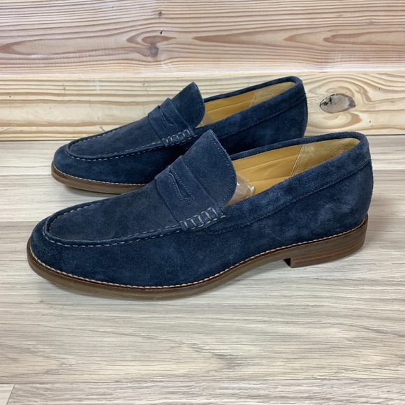Sperry Gold Cup Blue Suede Beefroll‎ Penny Loafers Mens 11M Contrast Stitching - Picture 3 of 6